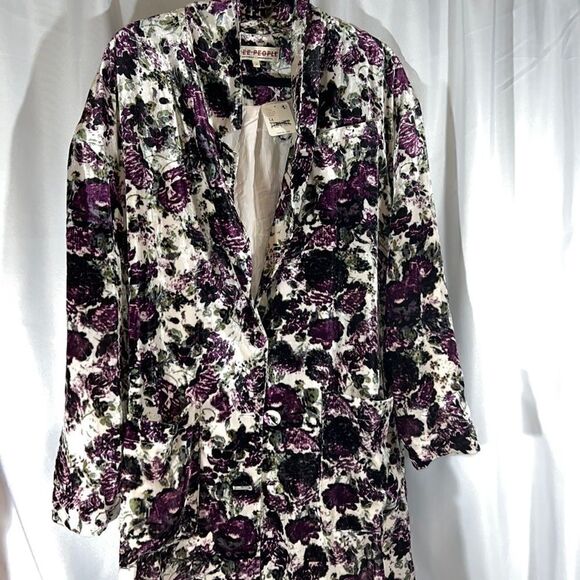 FREE PEOPLE SIMONE VELVET DUSTER NEW PURPLE COMBO NWT SIZE MEDIUM - Picture 13 of 16
